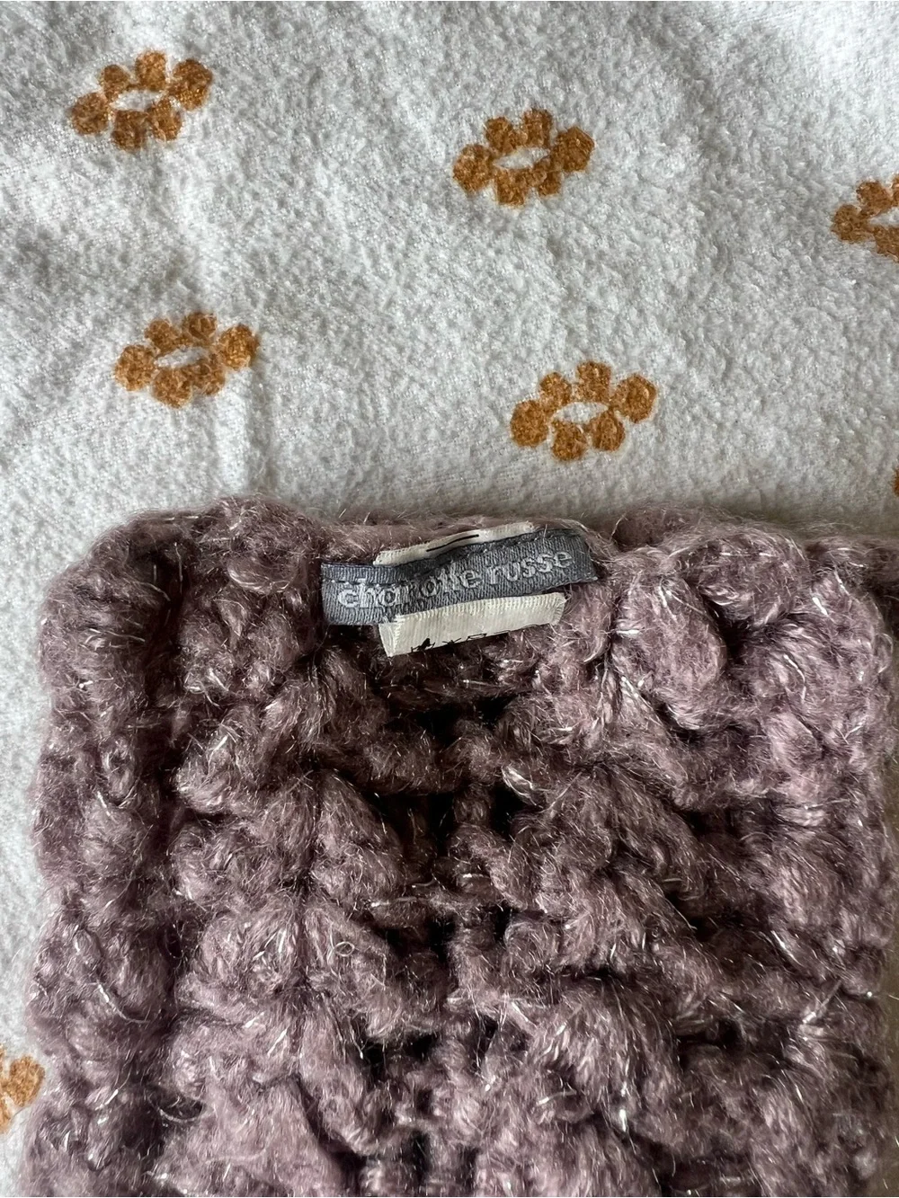 Charlotte Russe Chunky Knit Flower Headband - Taupe